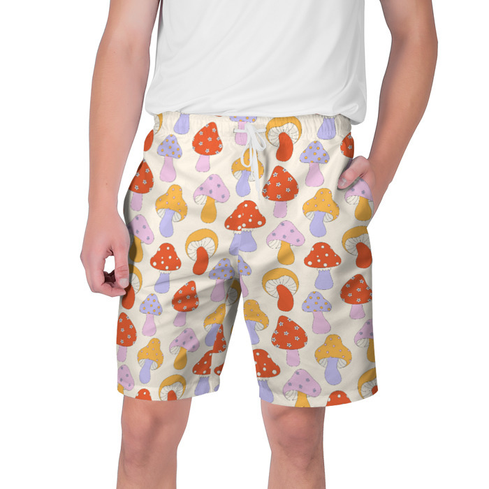 Мужские шорты 3D ГРИБЫ В СТИЛЕ 70х фото