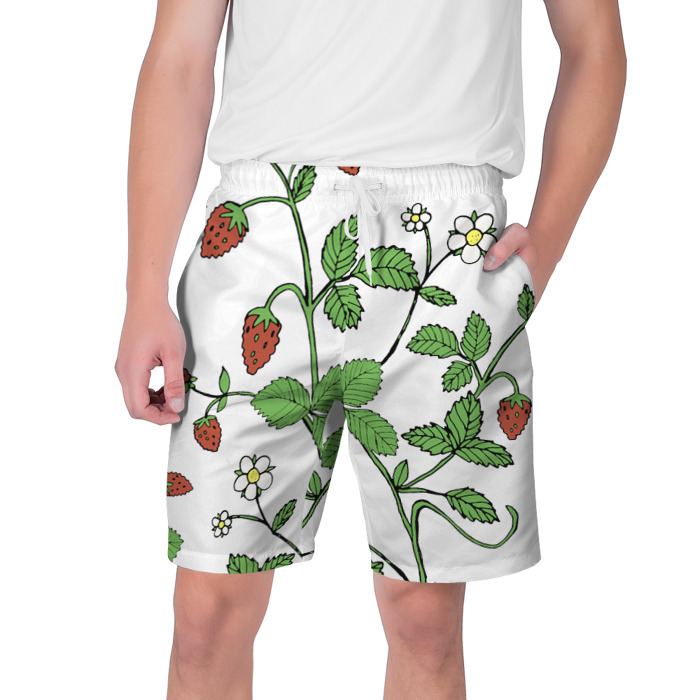 Мужские шорты 3D Цветы Земляники Лесной фото
