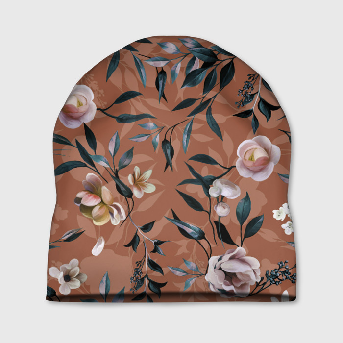 Шапка 3D Цветы Сад Кирпичного Цвета фото