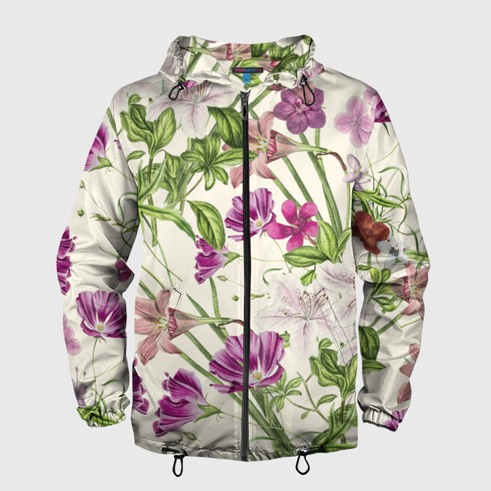 Мужская ветровка 3D Цветы Розового Цвета фото