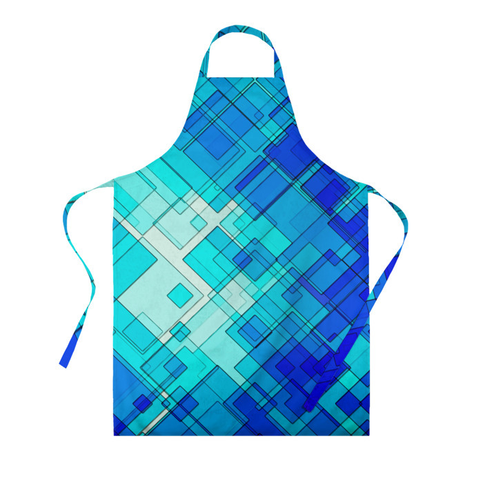 Фартук 3D СИНЕ ГОЛУБЫЕ КВАДРАТЫ фото
