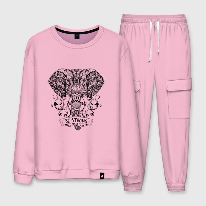 Мужской костюм хлопок Слон в стиле Мандала | Mandala Elephant | Be Strong фото