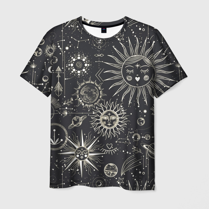 Мужская футболка 3D Планеты и солнце фото