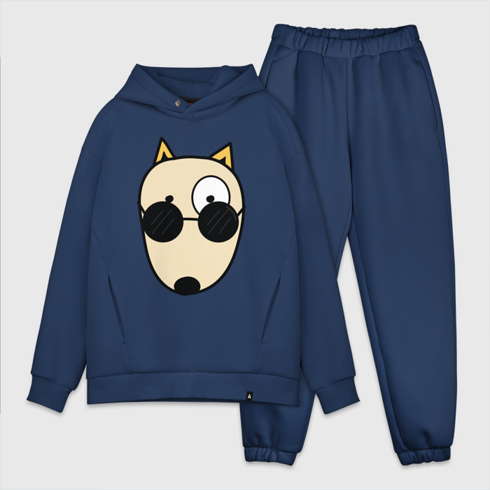 Мужской костюм хлопок OVERSIZE Песик в круглых очках фото