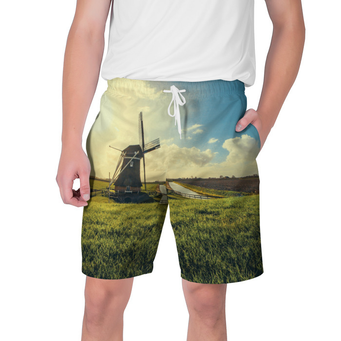 Мужские шорты 3D Мельница в поле фото