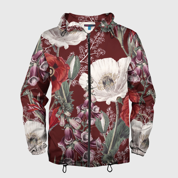 Мужская ветровка 3D Цветы Красного Мака фото