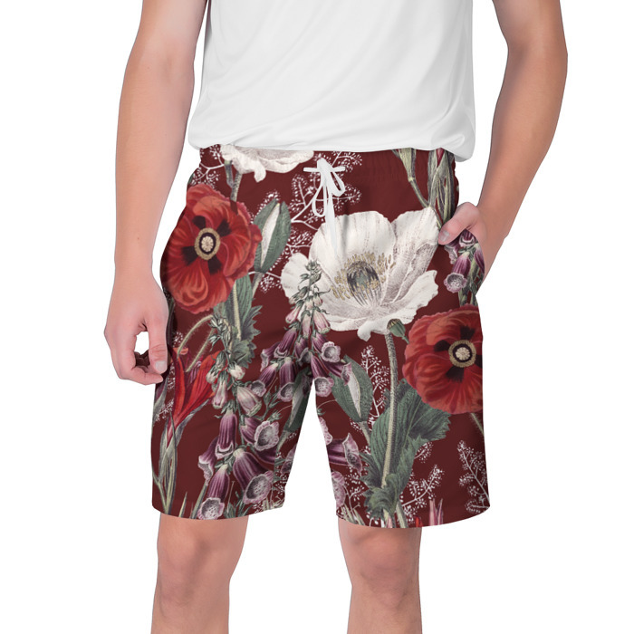 Мужские шорты 3D Цветы Красного Мака фото
