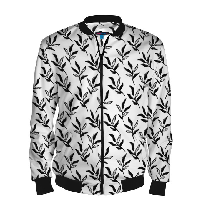 Мужской бомбер 3D Ветки с листьями, паттерн фото