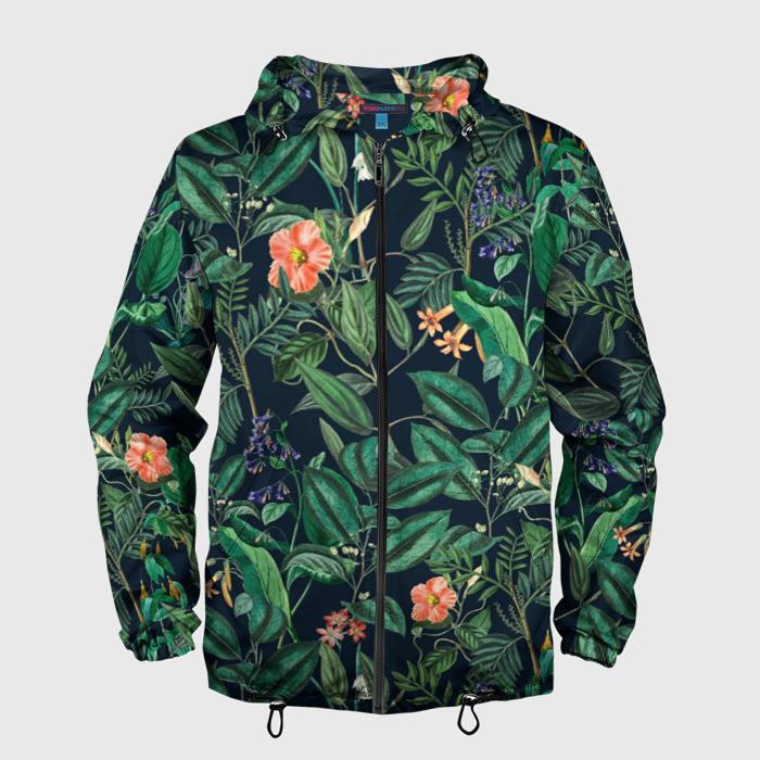 Мужская ветровка 3D Цветы Настурции и Мертензии фото