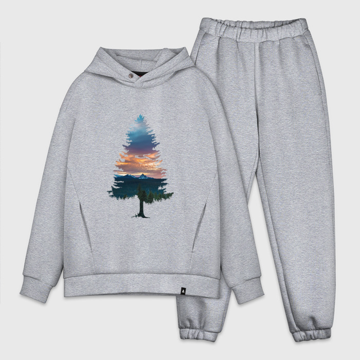 Мужской костюм хлопок OVERSIZE Лес в ёлке фото