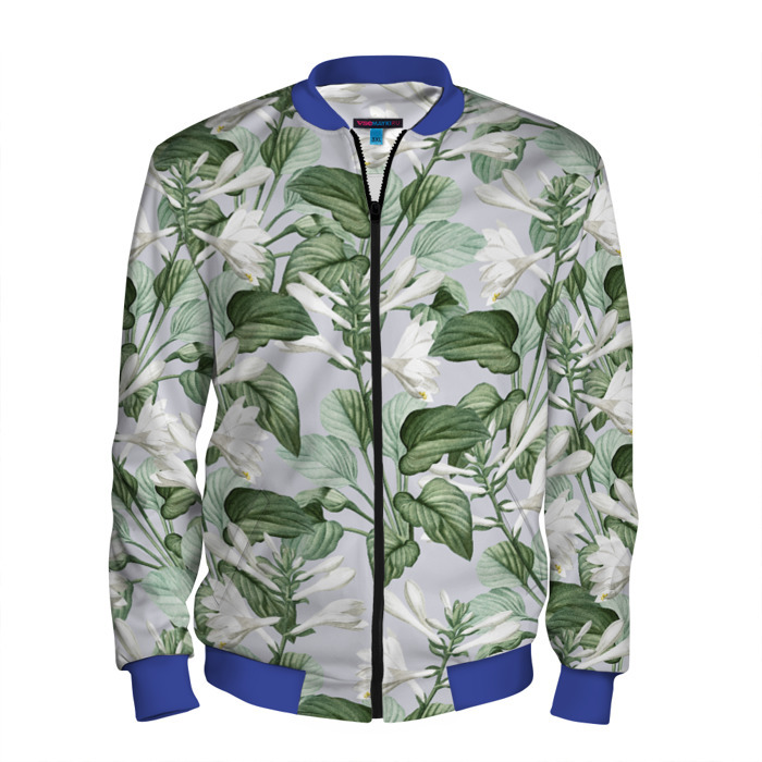 Мужской бомбер 3D Цветы Белые Хосты фото