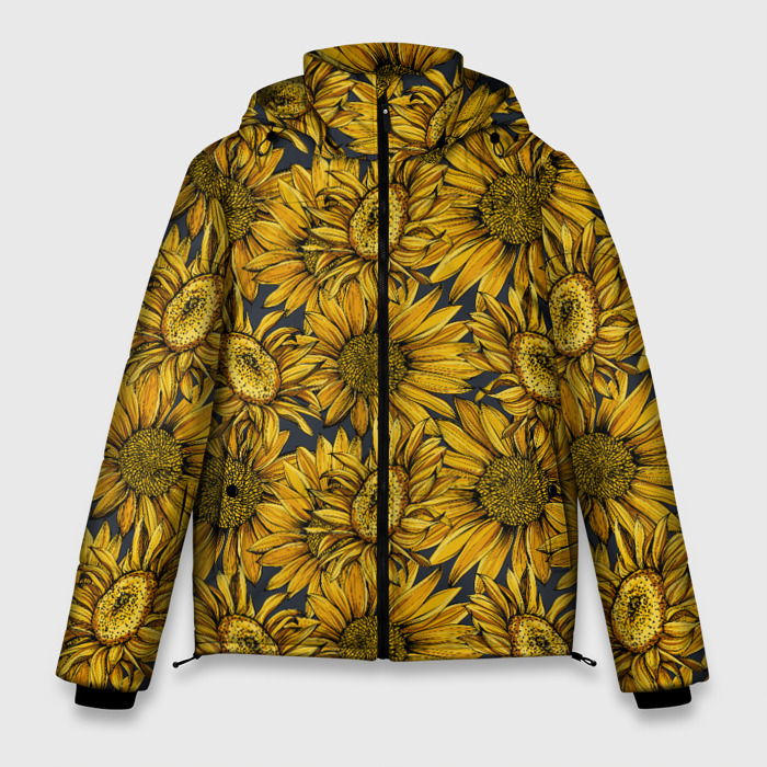 Мужская зимняя куртка 3D Цветы Подсолнечники фото