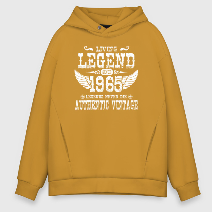 Мужское худи Oversize хлопок ЖИВАЯ ЛЕГЕНДА С 1965 ГОДА фото