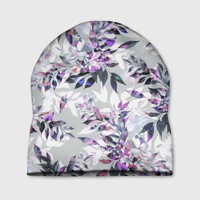 Шапка 3D Цветы Серый Букет фото