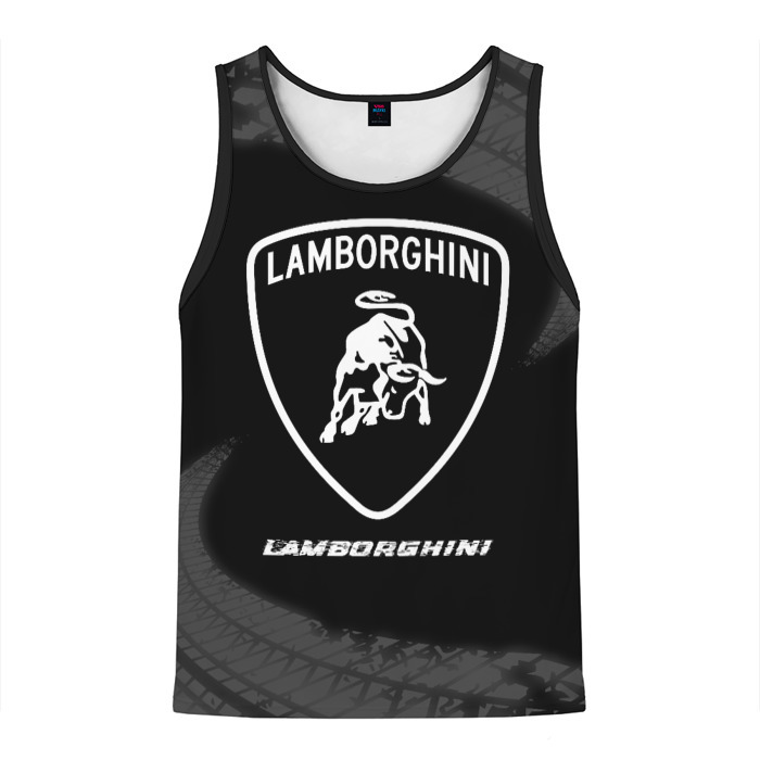 Мужская майка 3D Lamborghini Speed на темном фоне со следами шин фото