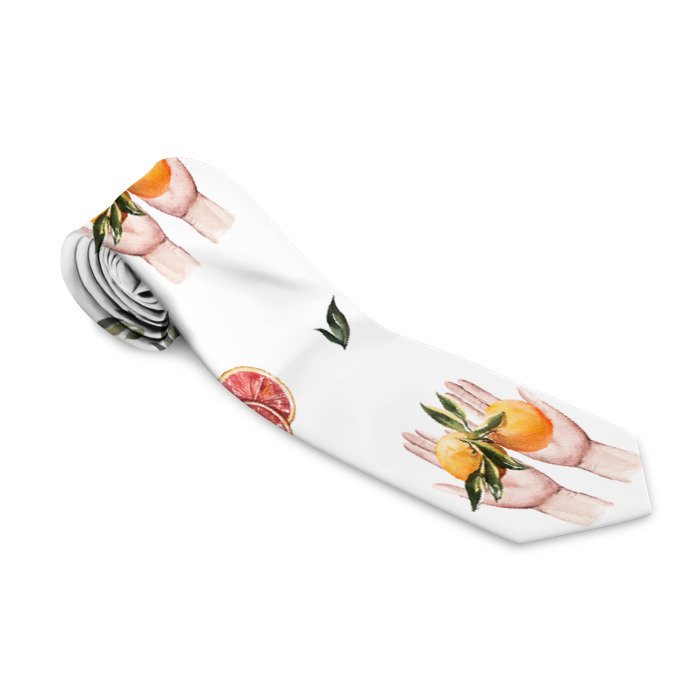 Галстук 3D Узор Руки и Апельсины фото