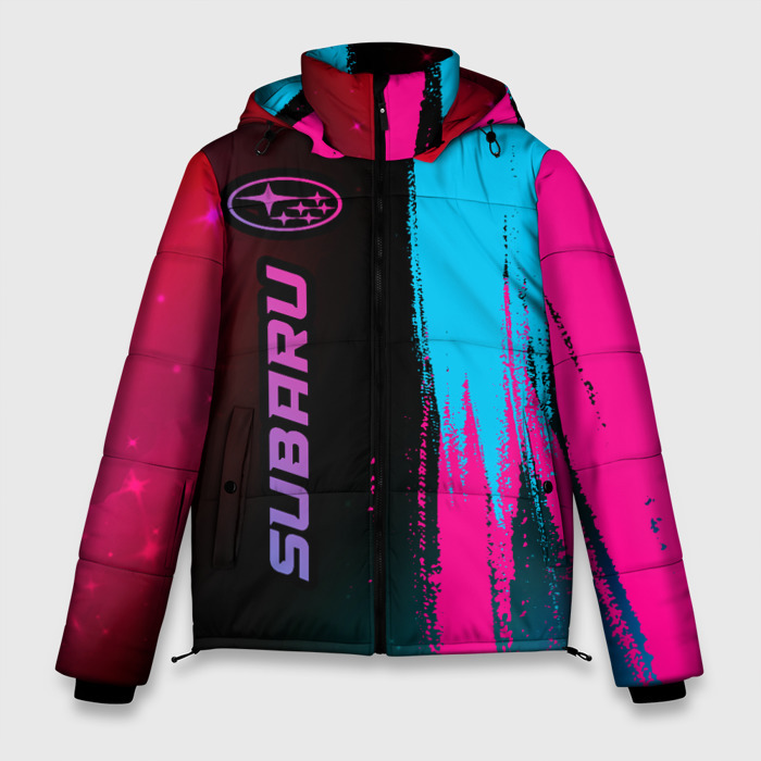 Мужская зимняя куртка 3D Subaru Neon Gradient фото