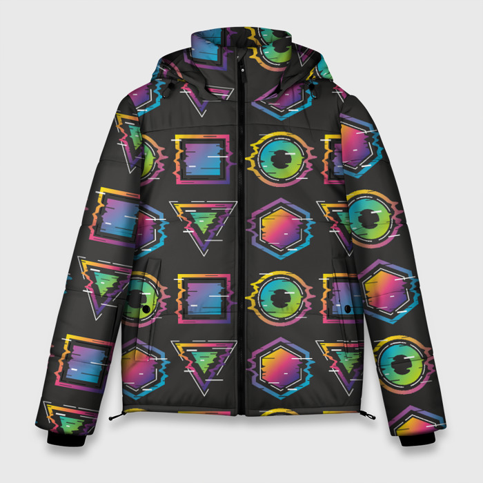 Мужская зимняя куртка 3D Геометрический яркий глитч фото