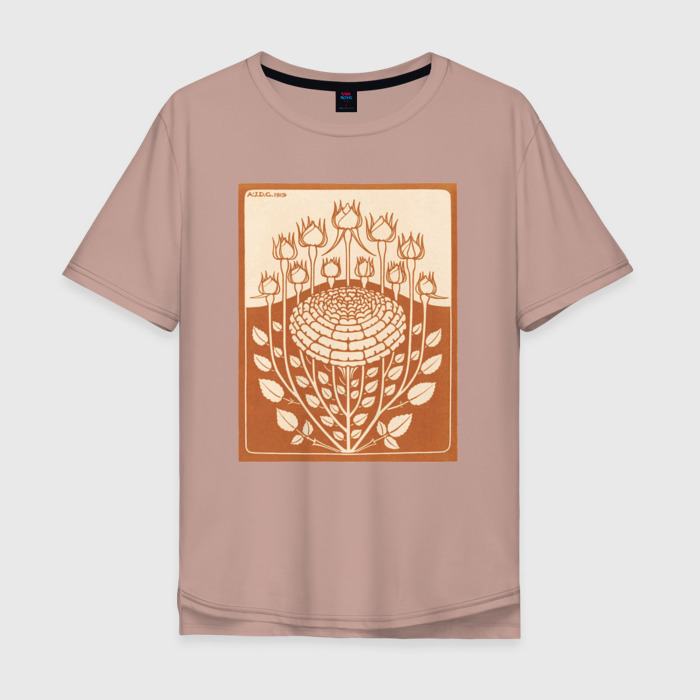 Мужская футболка хлопок Oversize Rose Bush (Розы) фото