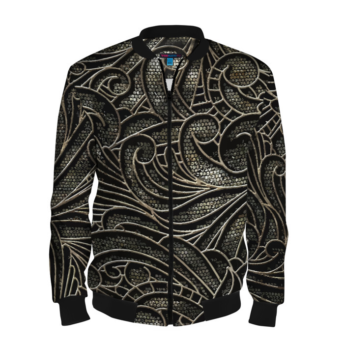 Мужской бомбер 3D Брутальный металлический орнамент фото
