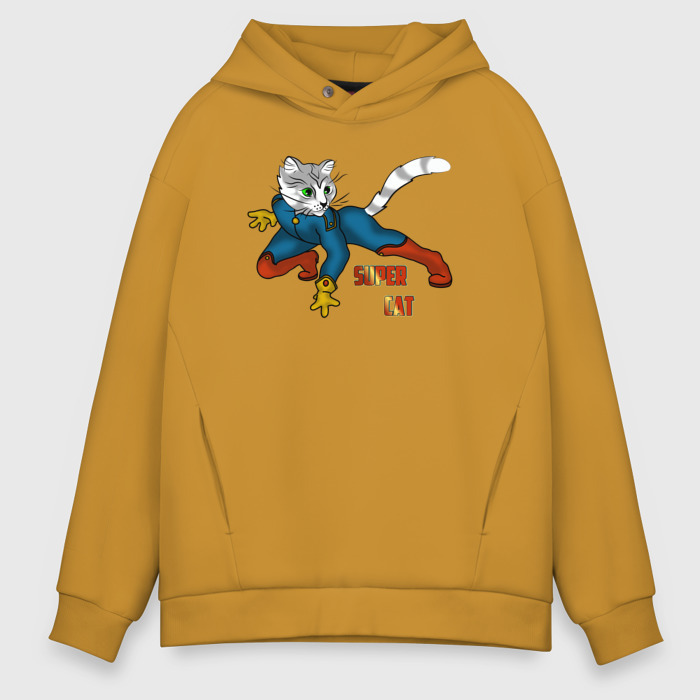 Мужское худи Oversize хлопок Кот супер фото