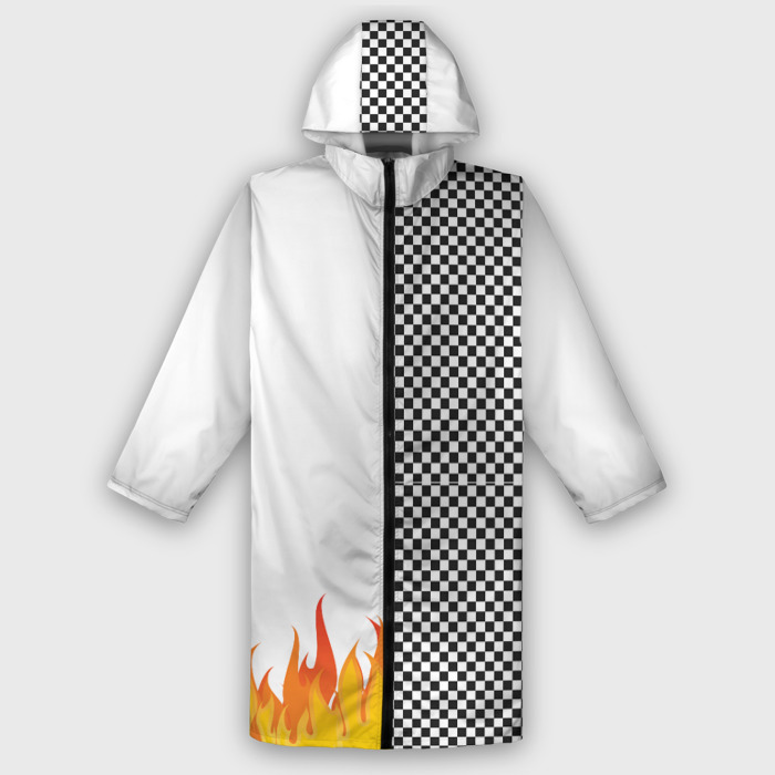 Дождевик унисекс 3D Шахматаня клетка с огнём фото