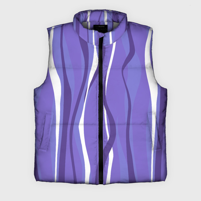 Мужской жилет утепленный 3D Very peri волны фото