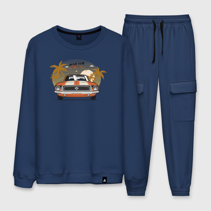 Мужской костюм хлопок Ретро авто и пальмы фото