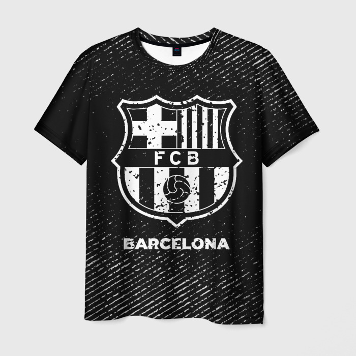 Мужская футболка 3D Barcelona с потертостями на темном фоне фото