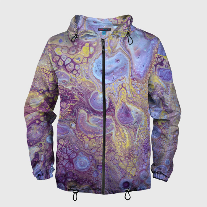 Мужская ветровка 3D Абстрактное множество красок   Серый фото