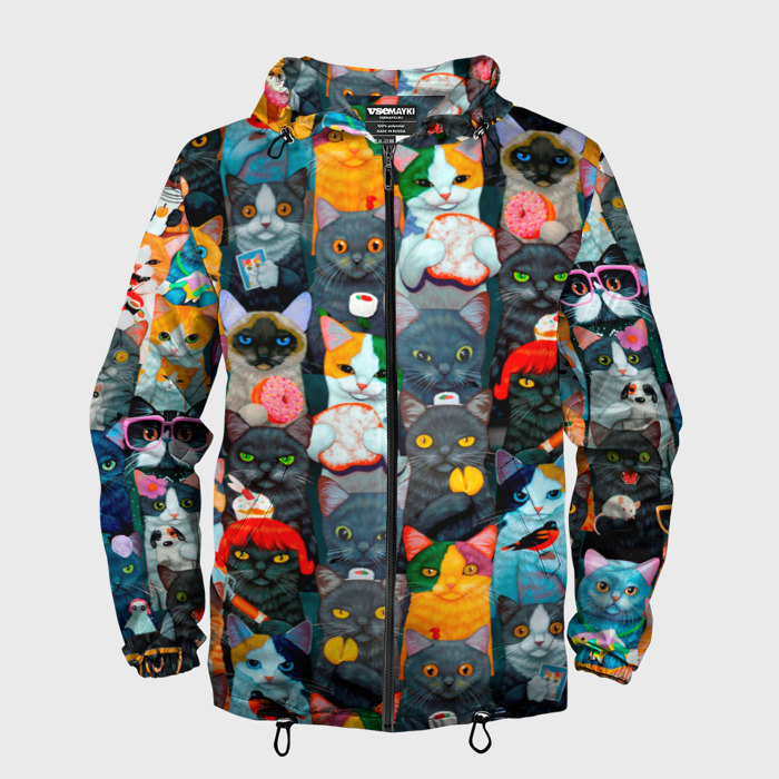 Мужская ветровка 3D Кис кис я котик фото