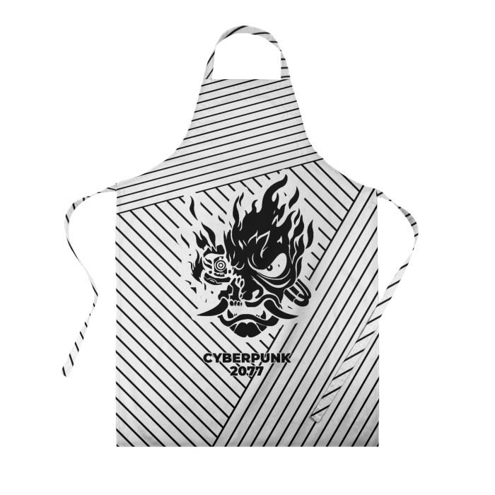 Фартук 3D Символ Cyberpunk 2077 на светлом фоне с полосами фото