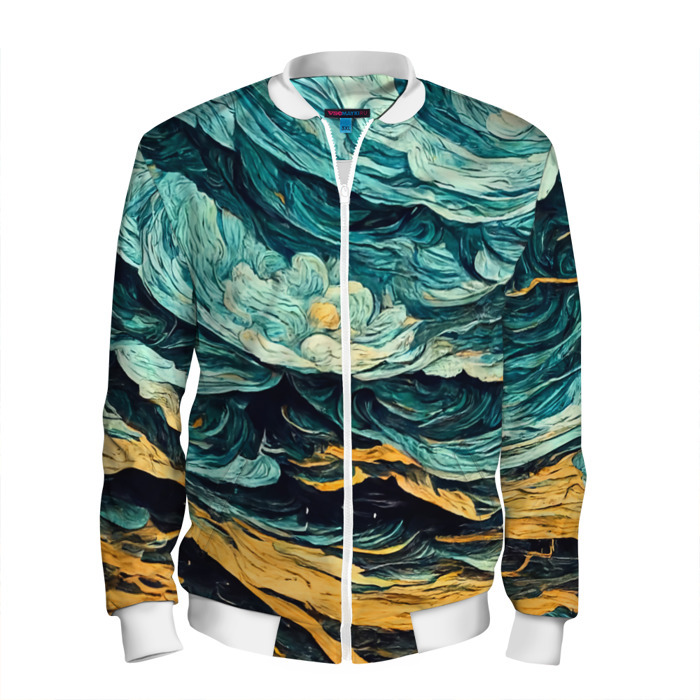 Мужской бомбер 3D Пейзаж в стиле Ван Гога фото