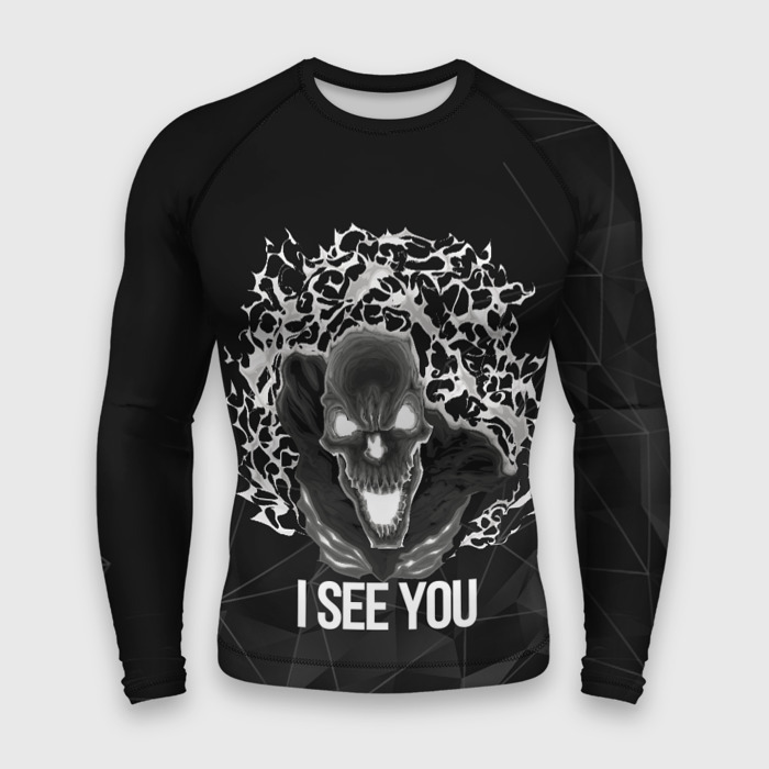 Мужской рашгард 3D Череп в дыму фото