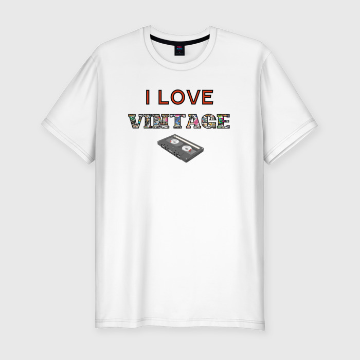 Мужская футболка хлопок Slim Люблю винтаж   кассета фото