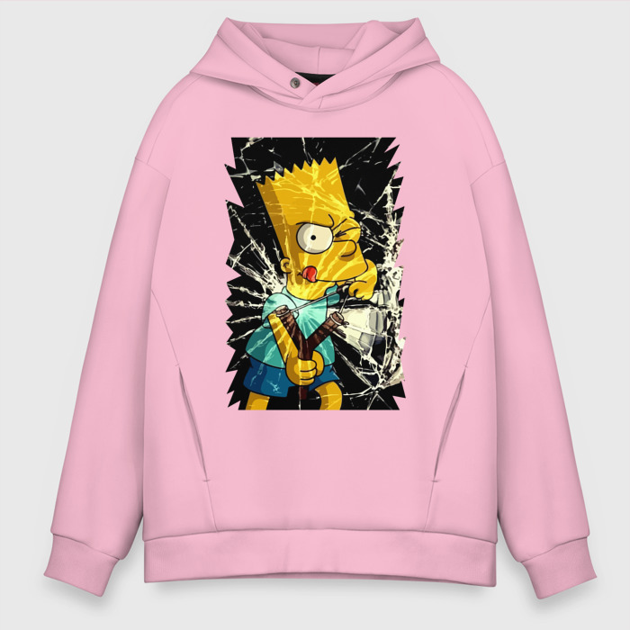 Мужское худи Oversize хлопок Барт Симпсон с рогаткой фото