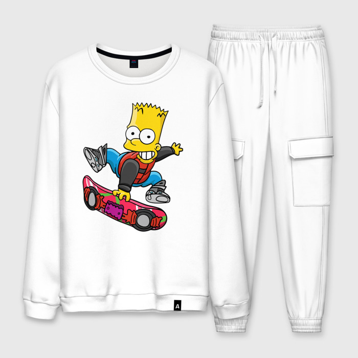 Мужской костюм хлопок Барт Симпсон   крутой скейтбордист фото