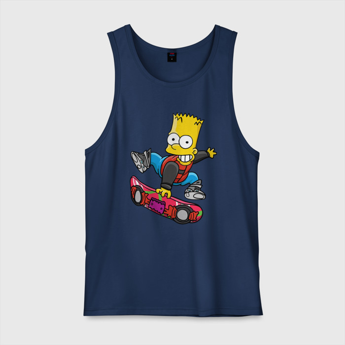 Мужская майка хлопок Барт Симпсон   крутой скейтбордист фото