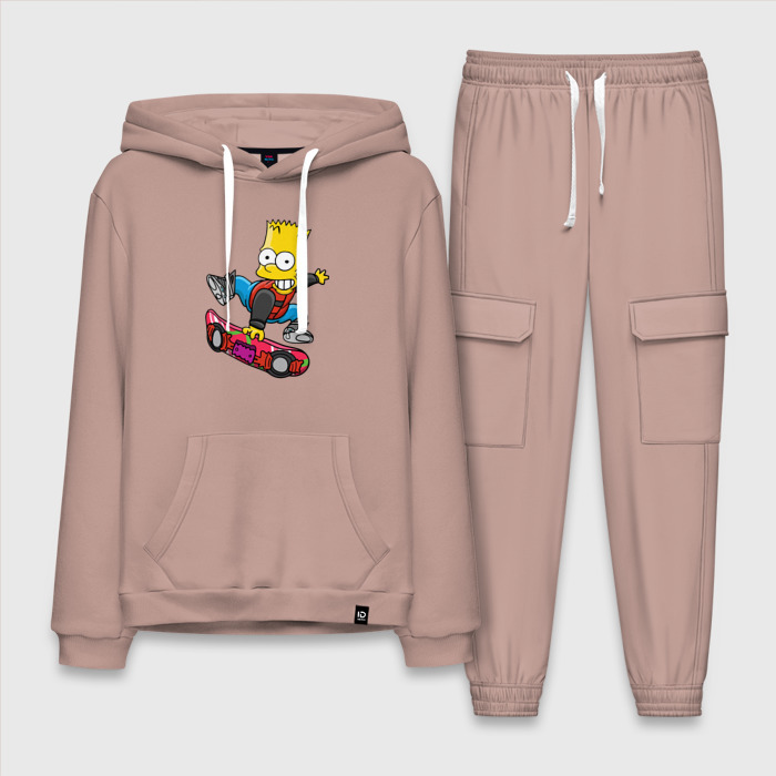 Мужской костюм хлопок с толстовкой Барт Симпсон   крутой скейтбордист фото