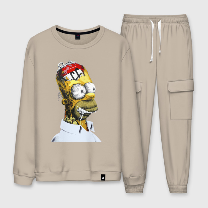 Мужской костюм хлопок Гомер Симпсон с банкой пива в мыслях фото