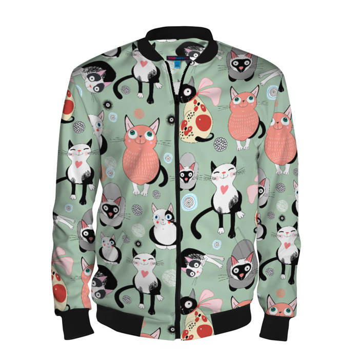 Мужской бомбер 3D Веселые кошки фото