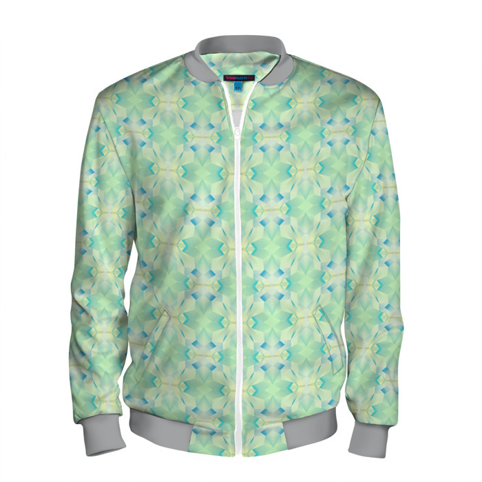 Мужской бомбер 3D Нежно салатовый абстрактный паттерн фото