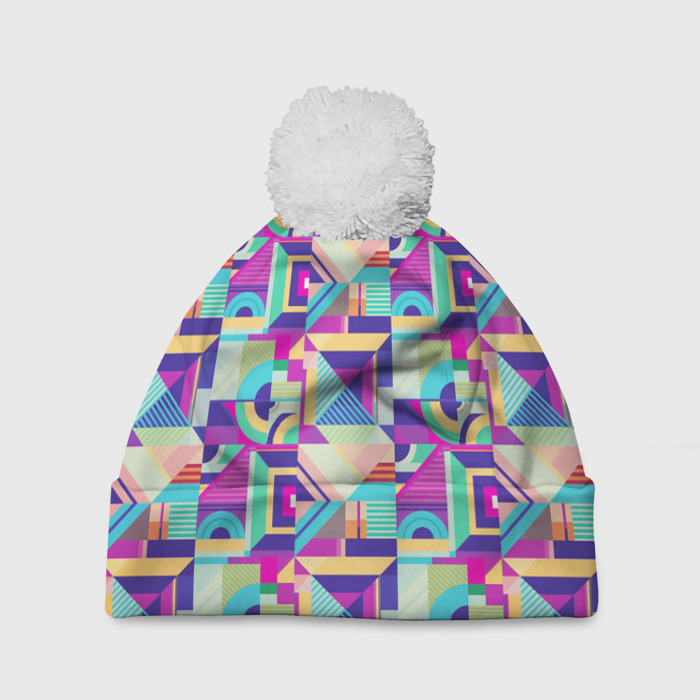 Шапка 3D c помпоном Геометрия абстрактный паттерн фото