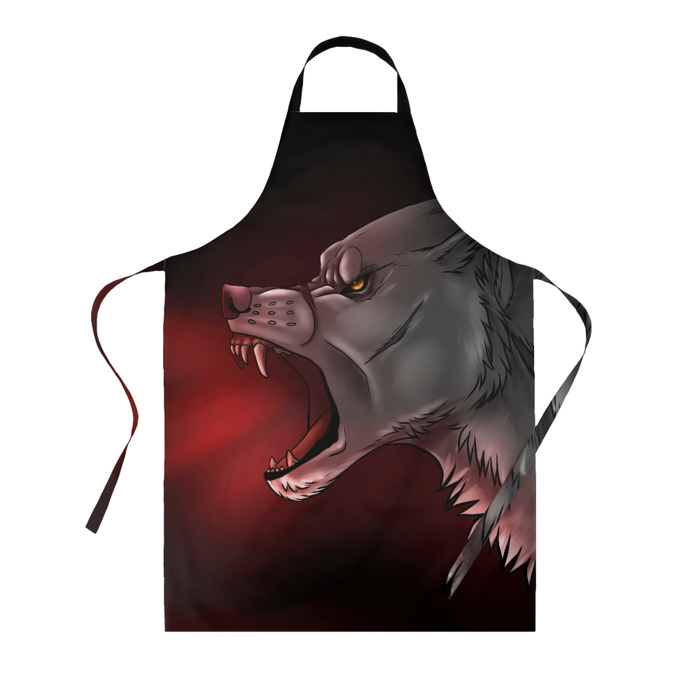 Фартук 3D Арт злой волк фото