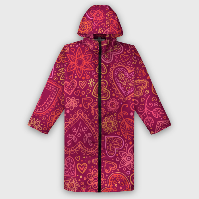 Дождевик унисекс 3D Цветы с сердцами фото
