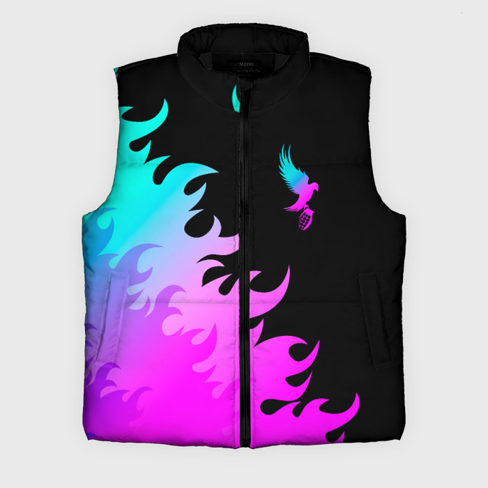 Мужской жилет утепленный 3D Hollywood Undead неоновый огонь фото