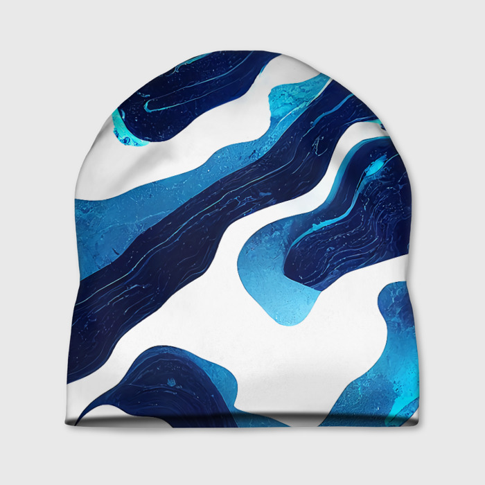 Шапка 3D Синие разводы краски фото