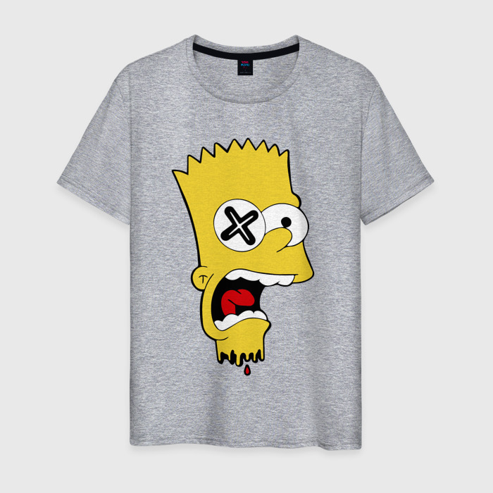 Мужская футболка хлопок Башка Барта Симпсона   hype фото