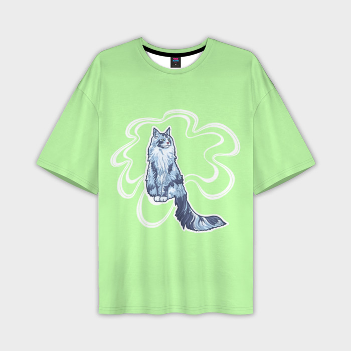 Мужская футболка OVERSIZE 3D Пушистый Мейн кун фото