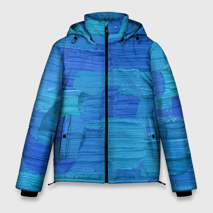 Мужская зимняя куртка 3D Синие мазки краски фото